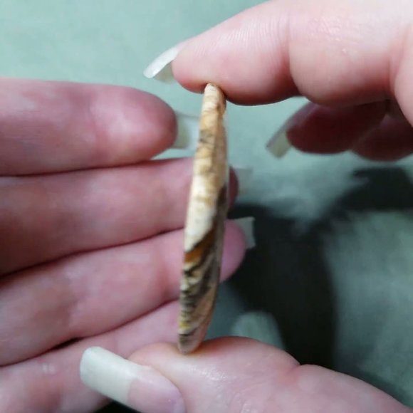 Large Picture Jasper * 48.23 x 5.73mm * Drilled Cabochon * Round Pendant Stone - Picture 11 of 12